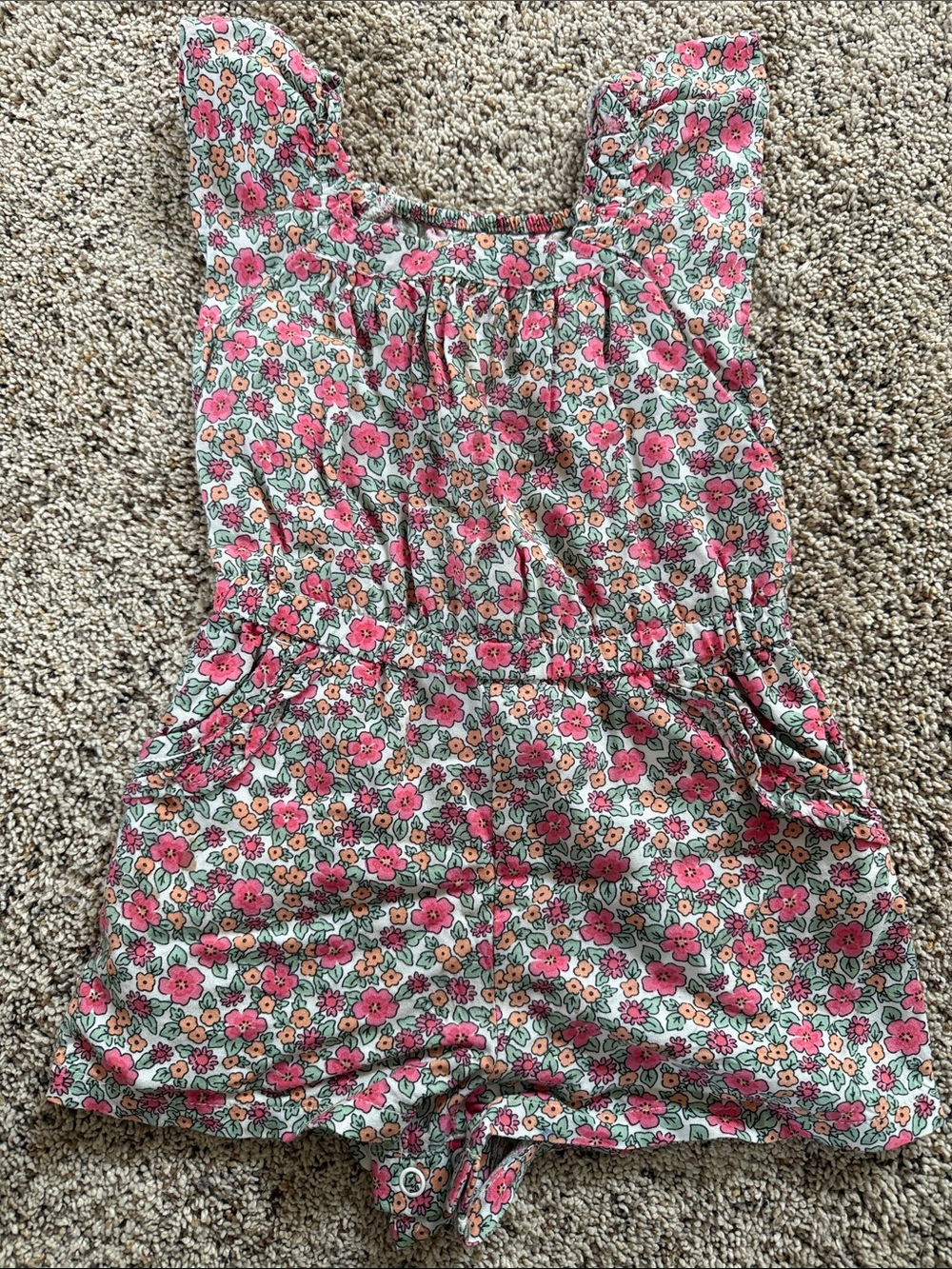 Cat & Jack Pink and Green Floral One-Piece Footie